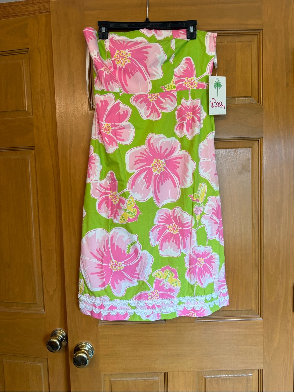 NWT Lilly Pulitzer Green Dress with Pink Floral Print - Picture 1 of 4